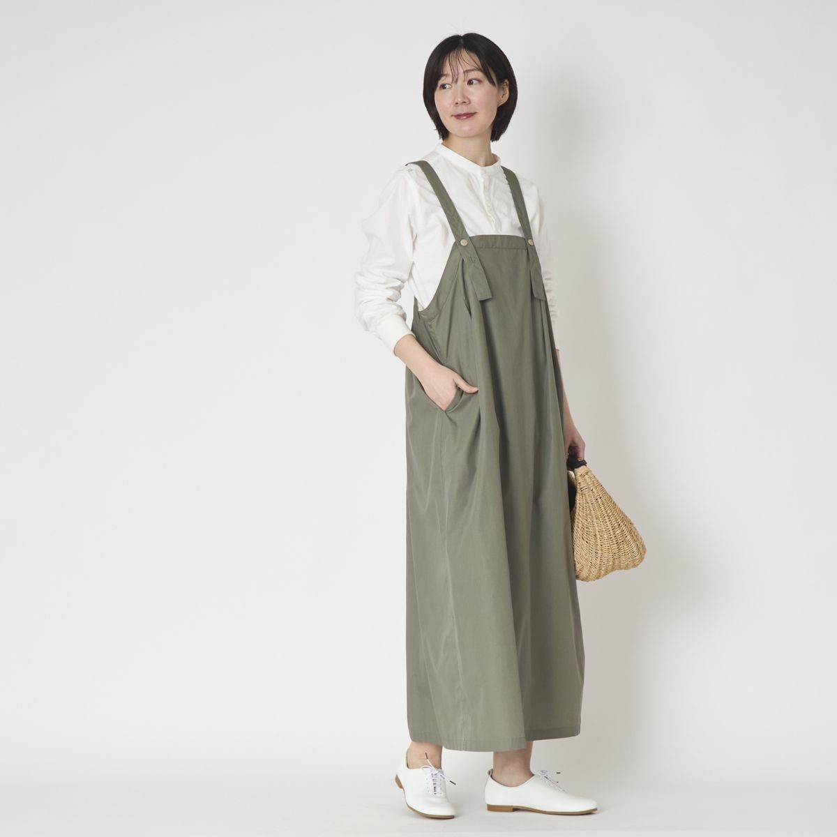 vent blanc/ブロードデザインジャンパースカ―ト